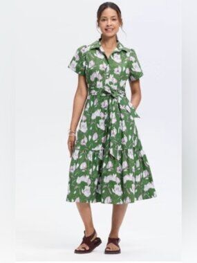 Women's Button-Down Short Sleeve Midi A-Line Dress - Universal Thread™